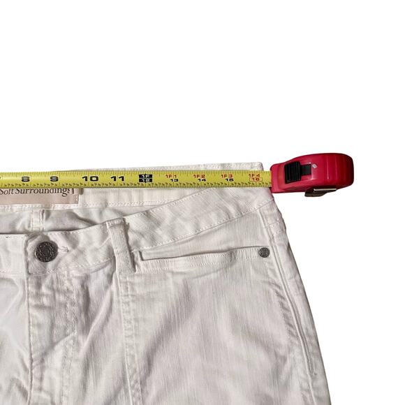 Soft Surroundings White Embroidered Capri Pants Plus Size 14P – Floral Lace Hem - Picture 6 of 8